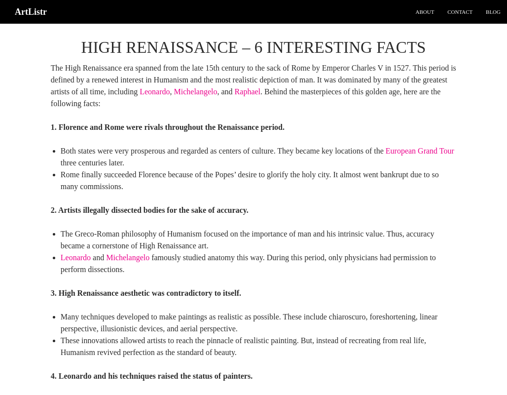 High Renaissance 6 Interesting Facts Artlistr